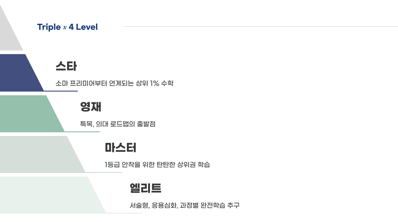 정교한 4단계 레벨 설계 상위 1%로 도약하기 위한 최적의 입시 경로를 예측합니다.